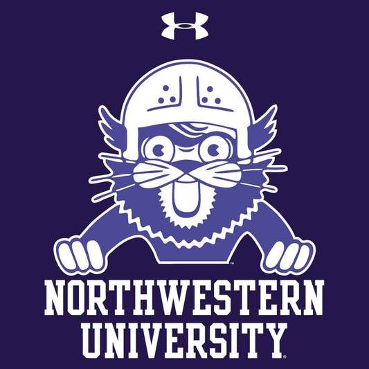 Northwestern University Wildcats Men’s Under Armour Triblend Purple Tee with Vintage Wildcat with the Helmet Design