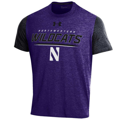 Northwestern University Wildcats Men’s Under Armour Threadborne Color blocked Purple &amp; Black Tee