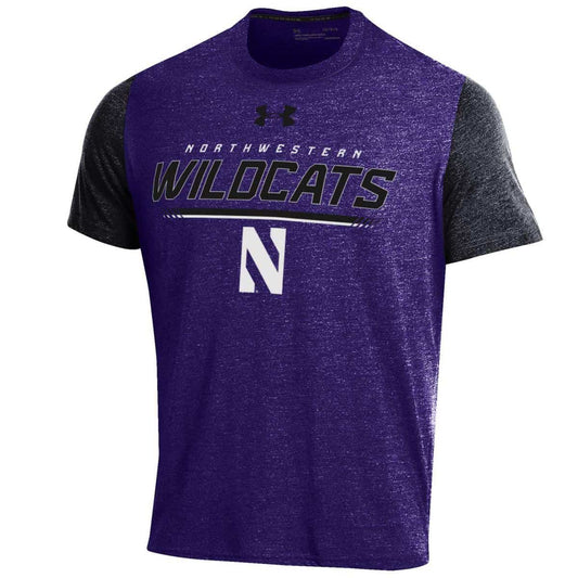 Northwestern University Wildcats Men’s Under Armour Threadborne Color blocked Purple &amp; Black Tee