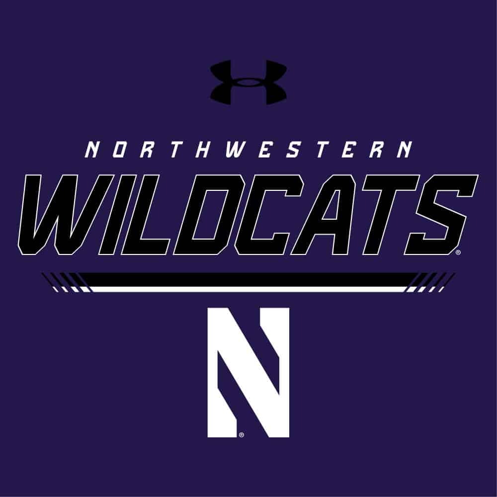 Northwestern University Wildcats Men’s Under Armour Threadborne Color blocked Purple &amp; Black Tee