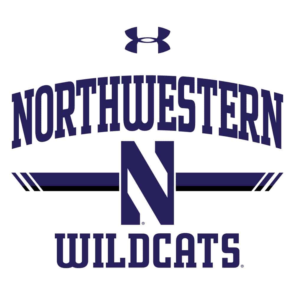 Northwestern University Wildcats Men’s Under Armour Free Style Half Sleeve Purple & White Baseball Tee