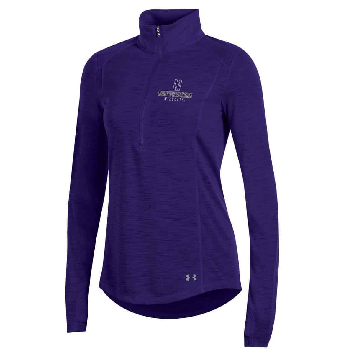 Northwestern University Wildcats Ladies Under Armour Textured Purple 1/2 Zip