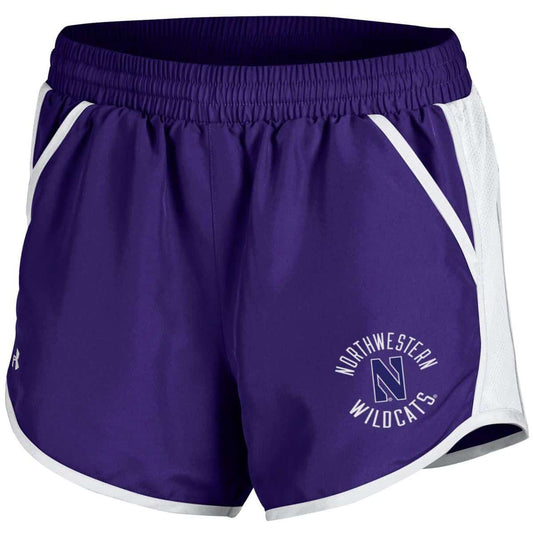 Northwestern University Wildcats Ladies Under Armour Athletic Lined Purple Short with Side Pockets