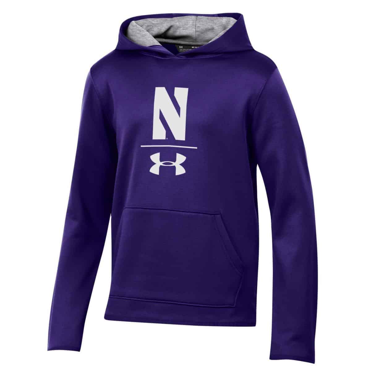 Northwestern University Wildcats Youth Under Armour Tactical Tech™ Purple Hooded Sweatshirt with Stylized N Design