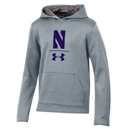 Northwestern University Wildcats Men’s Under Armour Tactical Tech™ Light Grey Hooded Sweatshirt with Stylized N Design