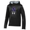 Northwestern University Wildcats Youth Under Armour Tactical Tech™ Black Hooded Sweatshirt with Stylized N Design