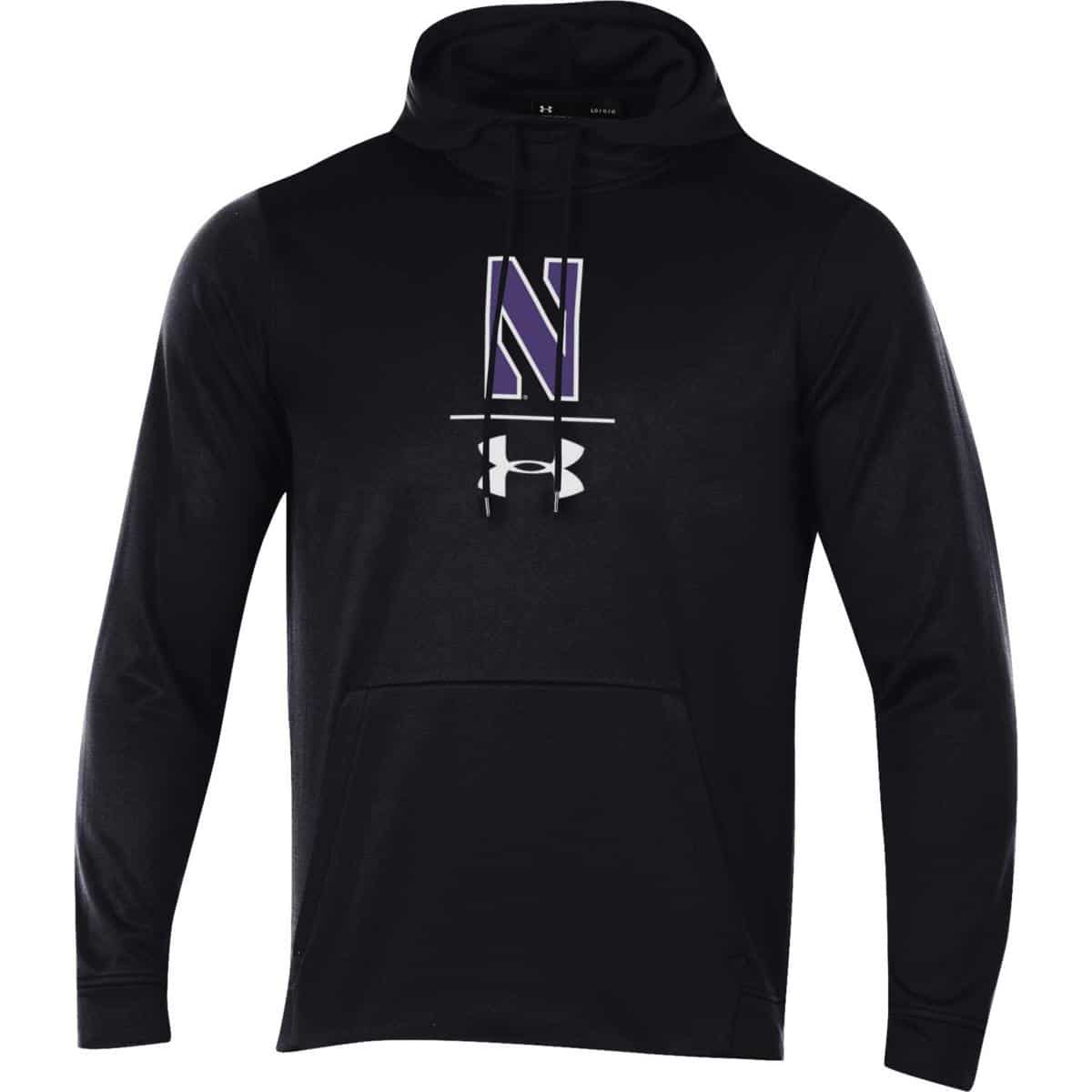 Northwestern University Wildcats Men’s Under Armour Tactical Tech™ Black Hooded Sweatshirt with Stylized N Design