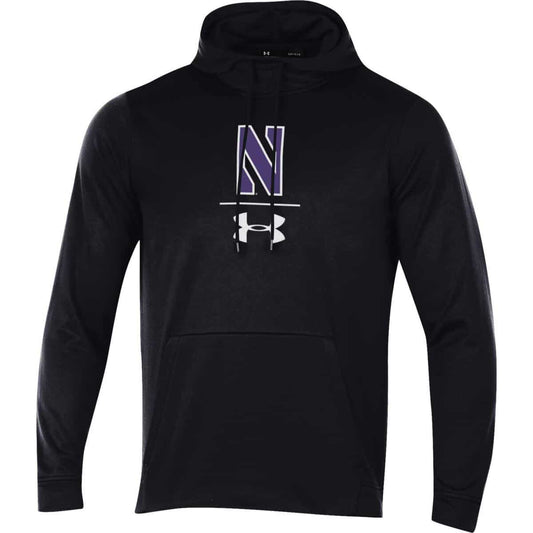 Northwestern University Wildcats Men’s Under Armour Tactical Tech™ Black Hooded Sweatshirt with Stylized N Design