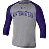 Northwestern University Wildcats Men’s Under Armour Free Style Half Sleeve Purple &amp; Grey Baseball Tee