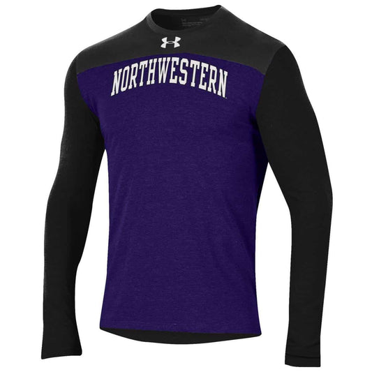 Northwestern University Wildcats Men’s Under Armour Freestyle Blocked Purple & Black Long Sleeve Tee