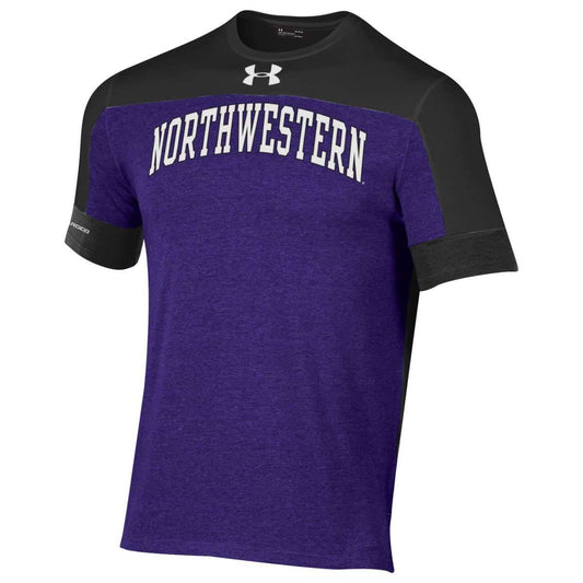 Northwestern University Wildcats Men’s Under Armour Free Style Blocked Purple & Black Short Sleeve Tee