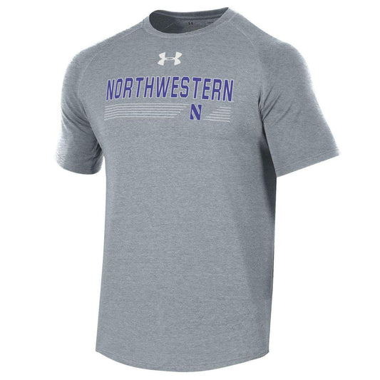 Northwestern University Wildcats Men’s Under Armour Free Style Long Line Heather Grey Tee