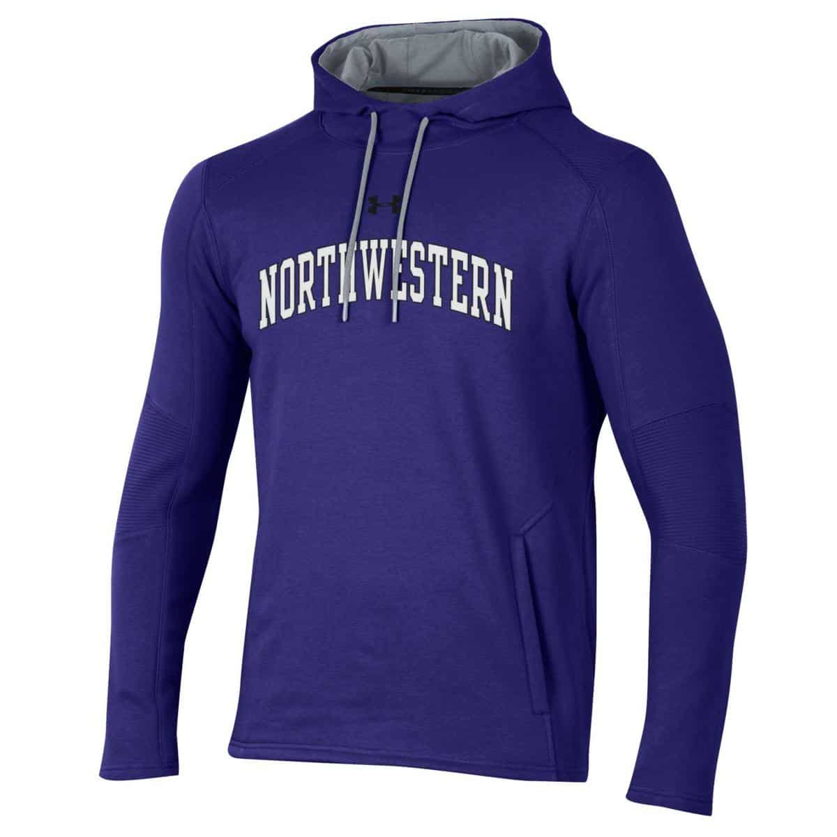 Northwestern University Wildcats Men’s Under Threadborne Ridge Purple Hooded Sweatshirt with Arch Northwestern Design