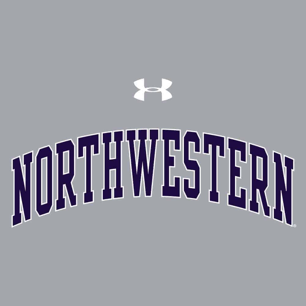 Northwestern University Wildcats Men’s Under Threadborne Ridge Grey Crewneck Sweatshirt with Arch Northwestern Design