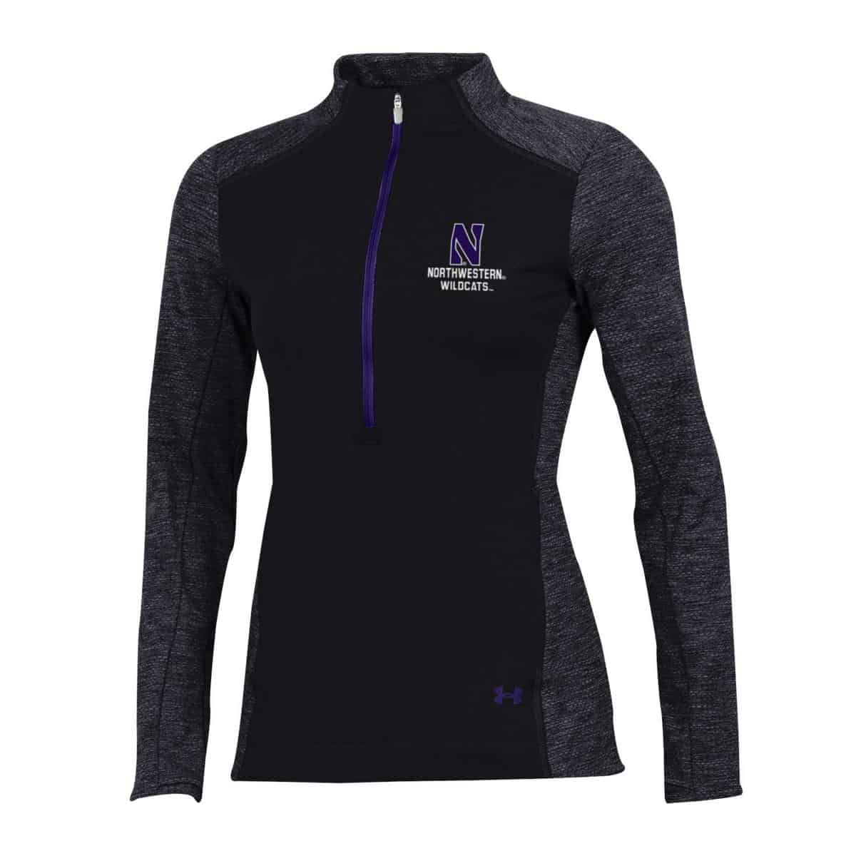 Northwestern University Wildcats Ladies Under Armour Coldgear Nodus Black 1/2 Zip
