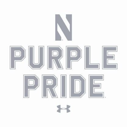 Northwestern University Wildcats Men’s Under Armour White T-Shirt with the Purple Pride Design