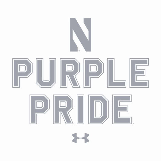 Northwestern University Wildcats Men’s Under Armour White T-Shirt with the Purple Pride Design