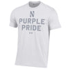 Northwestern University Wildcats Men’s Under Armour White T-Shirt with the Purple Pride Design