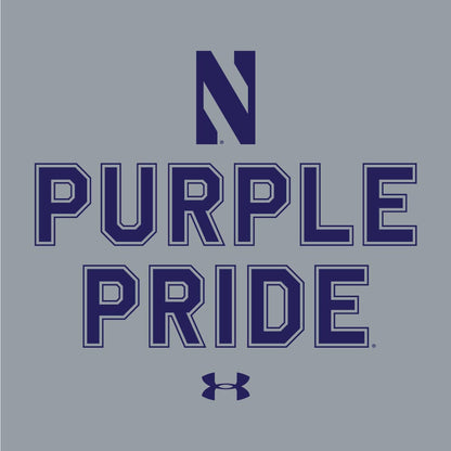 Northwestern University Wildcats Men’s Under Armour Grey T-Shirt with the Purple Pride Design