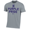 Northwestern University Wildcats Men’s Under Armour Grey T-Shirt with the Purple Pride Design
