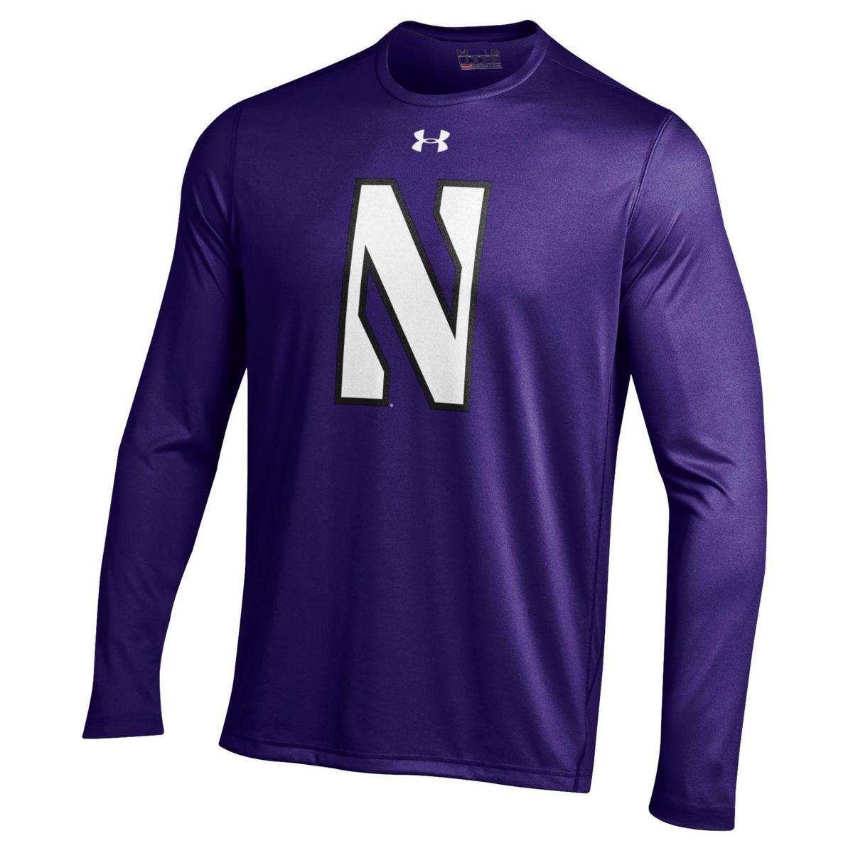 Northwestern University Wildcats Youth Under Armour Tactical Tech™ Purple Long Sleeve T-Shirt with Stylized Northwestern N Design