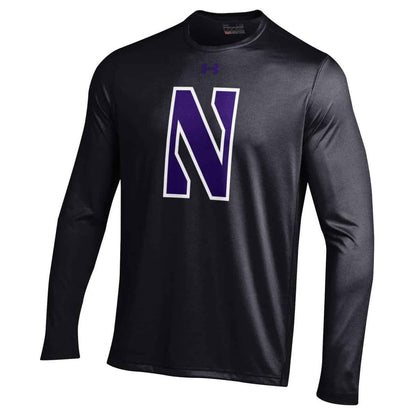 Northwestern University Wildcats Youth Under Armour Tactical Tech™ Black Long Sleeve T-Shirt with Stylized Northwestern N Design