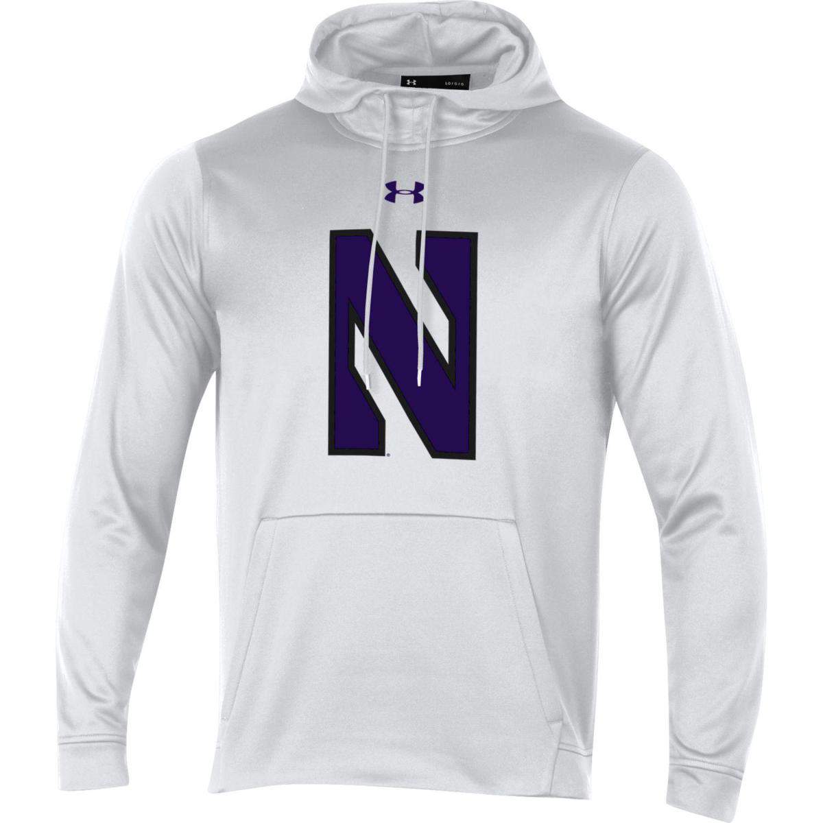 Northwestern University Wildcats Youth Under Armour Tactical Tech™ White Hooded Sweatshirt with Stylized N Design