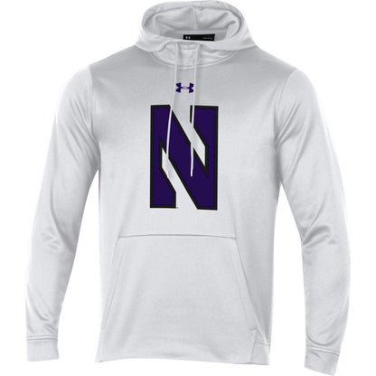 Northwestern University Wildcats Youth Under Armour Tactical Tech™ White Hooded Sweatshirt with Stylized N Design