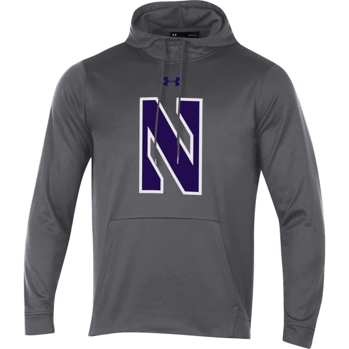Northwestern University Wildcats Youth Under Armour Tactical Tech™ Dark Grey Hooded Sweatshirt with Stylized N Design
