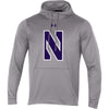 Northwestern University Wildcats Youth Under Armour Tactical Tech™ Light Grey Hooded Sweatshirt with Stylized N Design