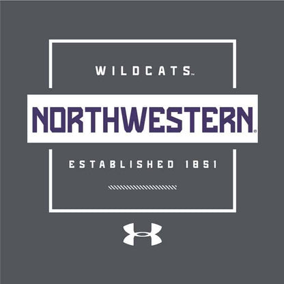 Northwestern University Wildcats Men’s Under Armour Pitch Grey Helix Wetprint Short Sleeve Tee