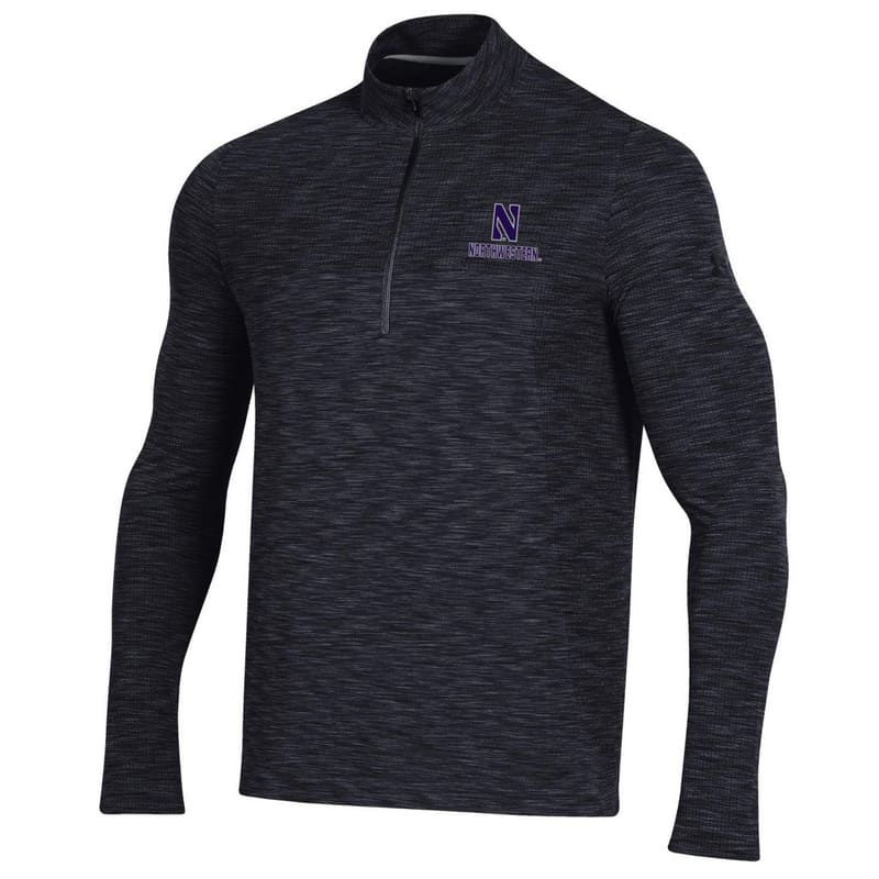 Northwestern University Wildcats Men’s Under Armour Black Novelty Vanish Seamless 1/4 Zip With Stylized N Design