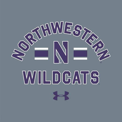 Northwestern University Wildcats Men’s Under Armour Carbon Grey Heather All Day Fleece Hood With Stylized N Design