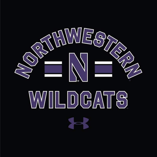 Northwestern University Wildcats Men’s Under Armour Black All Day Fleece Hood With Stylized N Design