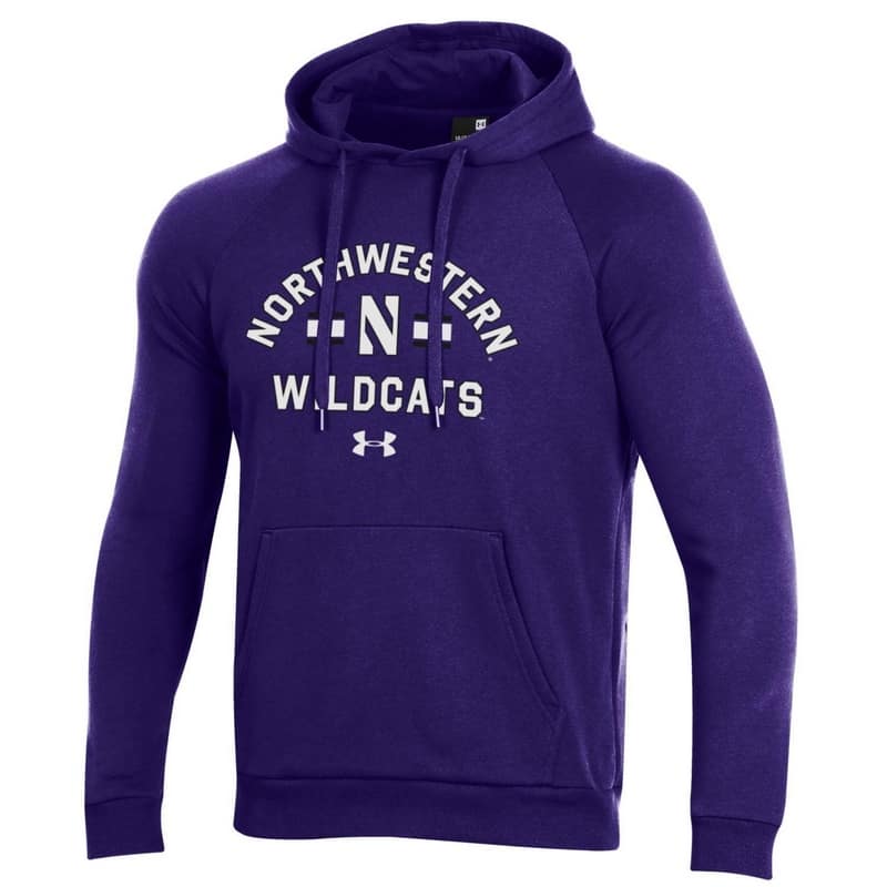 Northwestern University Wildcats Men’s Under Armour Purple All Day Fleece Hood With Stylized N Design -2