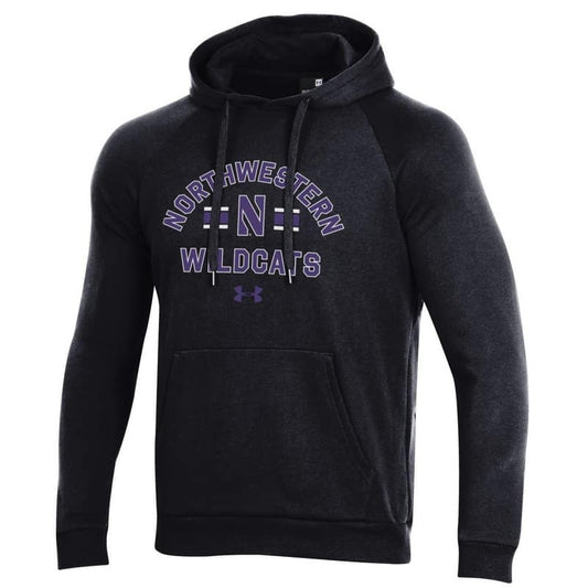 Northwestern University Wildcats Men’s Under Armour Black All Day Fleece Hood With Stylized N Design