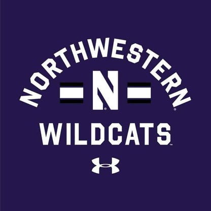 Northwestern University Wildcats Men’s Under Armour Purple All Day Fleece Crew With Stylized N Design-2