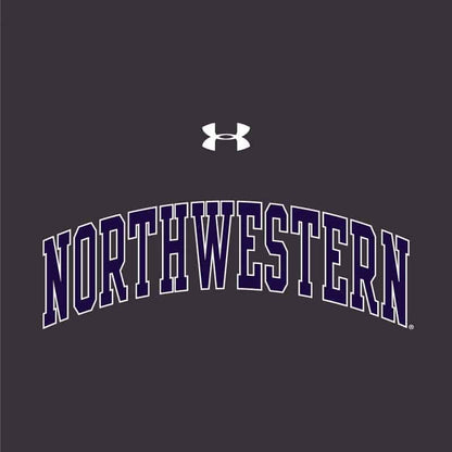 Northwestern University Wildcats Ladies Under Armour Carbon Heather Performance Cotton Short Sleeve Tee With Northwestern Arch Design -2