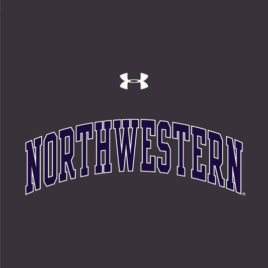 Northwestern University Wildcats Ladies Under Armour Carbon Heather Performance Cotton Short Sleeve Tee With Northwestern Arch Design -2