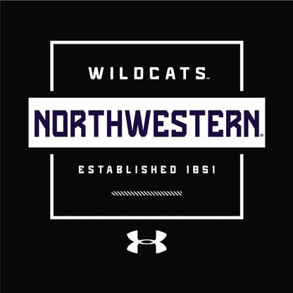 Northwestern University Wildcats Men’s Under Armour Black Tech Novelty Short Sleeve Tee -2