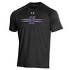Northwestern University Wildcats Men’s Under Armour Black Tech Novelty Short Sleeve Tee with Stylized N Bar Design