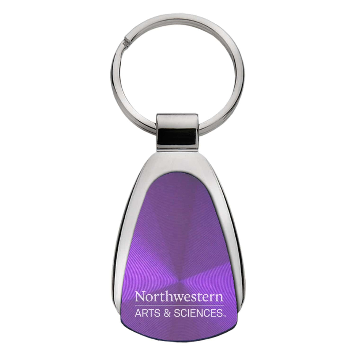 Northwestern University Wildcats Laser Engraved Purple Teardrop Keychain with Arts & Sciences Design