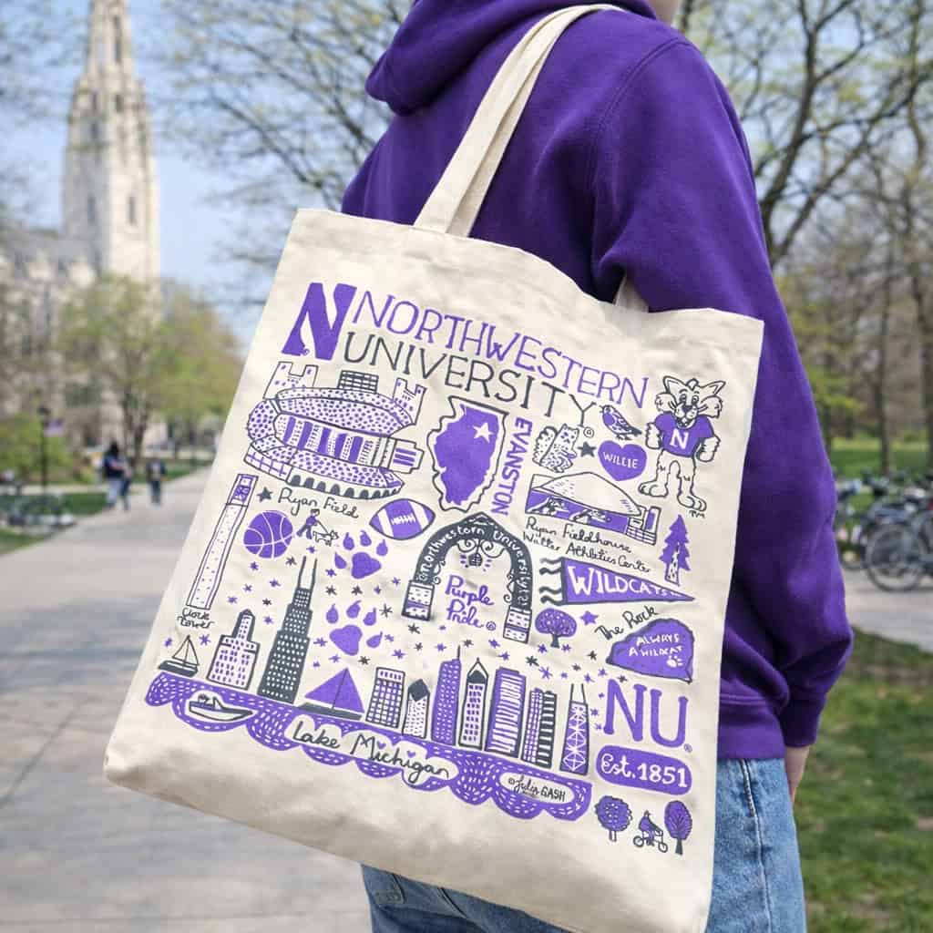 Northwestern University Wildcats Julia Gash Tote Bag 15"X15"-2