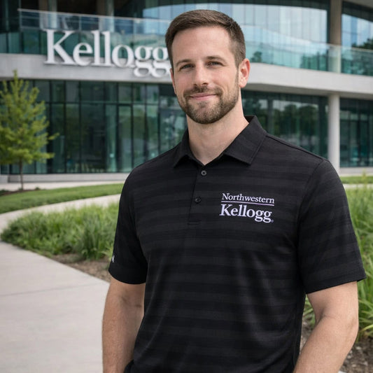 Northwestern I Kellogg Antigua Men's Tunnel Black Multi Polo Shirt