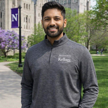 Northwestern I Kellogg Antigua Men's Hunk Black Heather 1/4 Zip Pullover