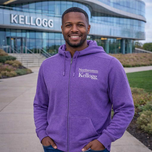 Northwestern I Kellogg Antigua Men's Effortless Supersoft Purple Heather FZ Hood