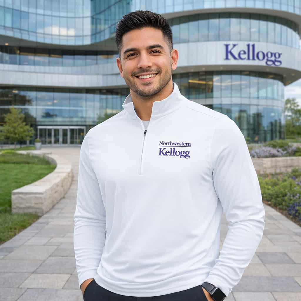 Northwestern I Kellogg Men's Antigua White Intent 1/4 Zip Pullover