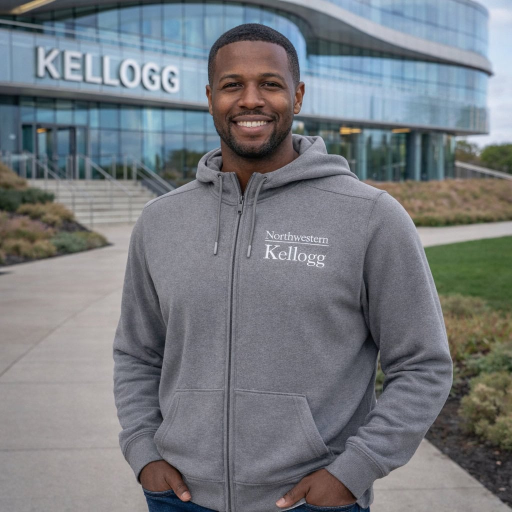 Northwestern I Kellogg Antigua Men's Effortless Supersoft Black Heather FZ Hood