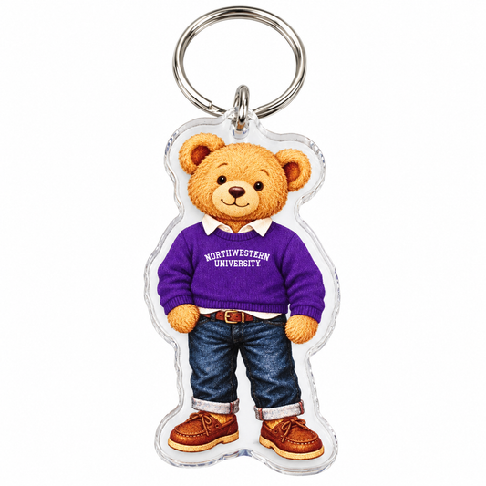 Northwestern University Wildcats Teddy Bear Acrylic Keychain