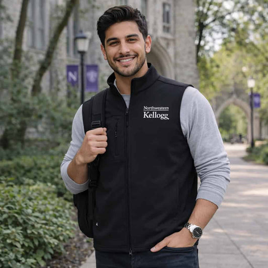 Northwestern I Kellogg Men's Antigua Black Demand FZ Vest